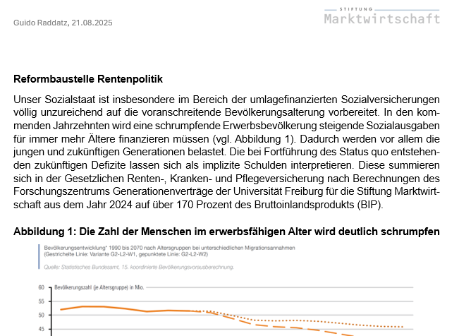 Titelseite des Papiers mit Text und einer Abbildung zur demographischen Entwicklung